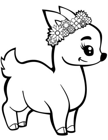 Fawn With A Wreath Coloring Page